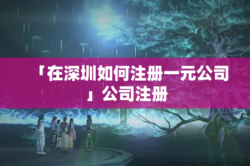 「在深圳如何注冊一元公司」公司注冊