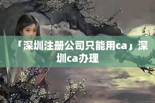「深圳注冊公司只能用ca」深圳ca辦理